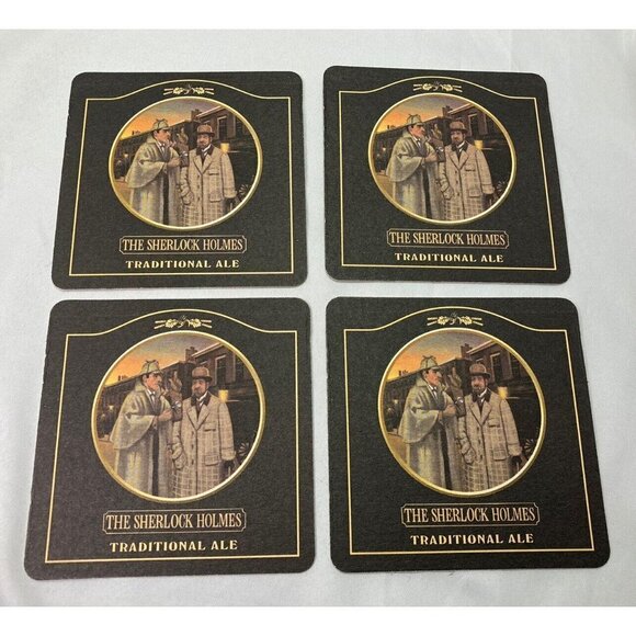Concept Memorabilia Sherlock Holmes Pint Glass Arcoroc France w/4 Coasters - Picture 7 of 8
